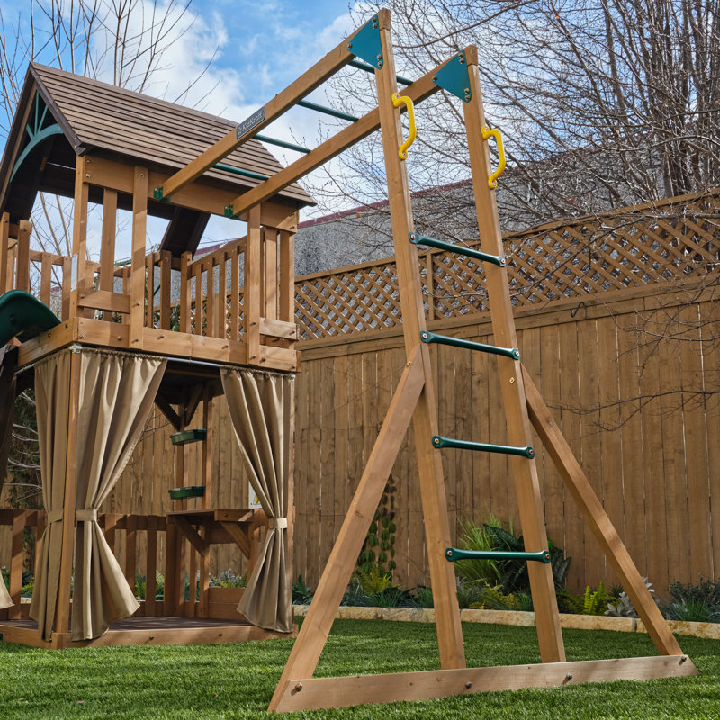 KidKraft Hangout Hideaway Clubhouse, Wooden Playset With Slide And